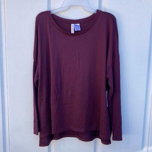 Womens Hacci Knit Ultra Soft Comfy Sleep Lounge Pajama Long Sleeve Shirt Size XL - Picture 1 of 5